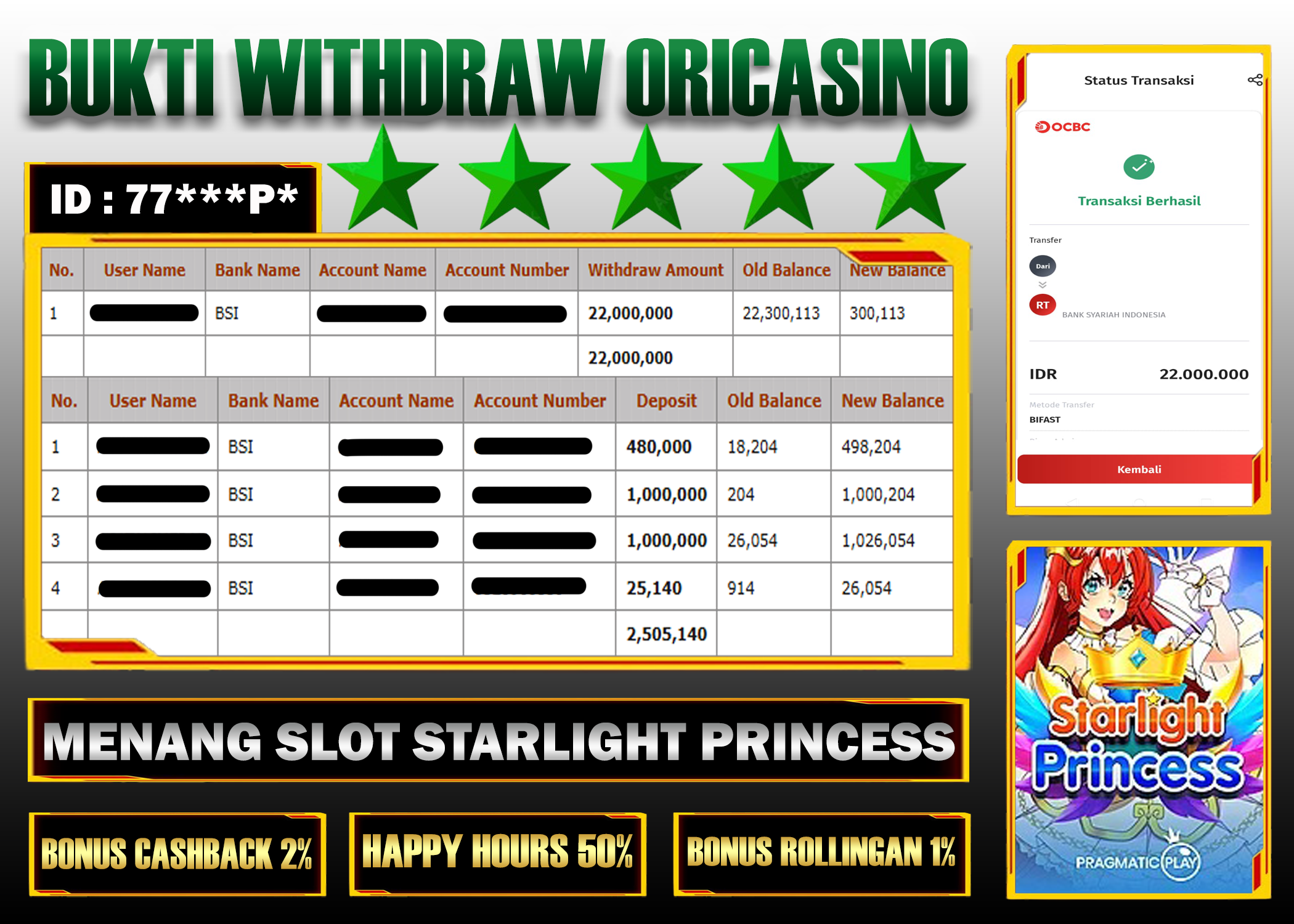 BUKTI KEMENANGAN SL0T STARLIGHT PRINCESS PROVIDER PRAGMATIC PLAY